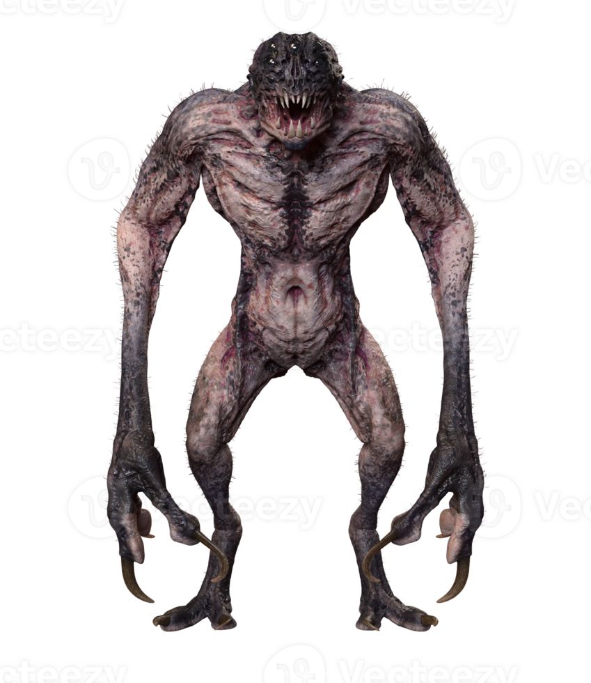 Extraterrestrial monsters on transparent background, 3d render png