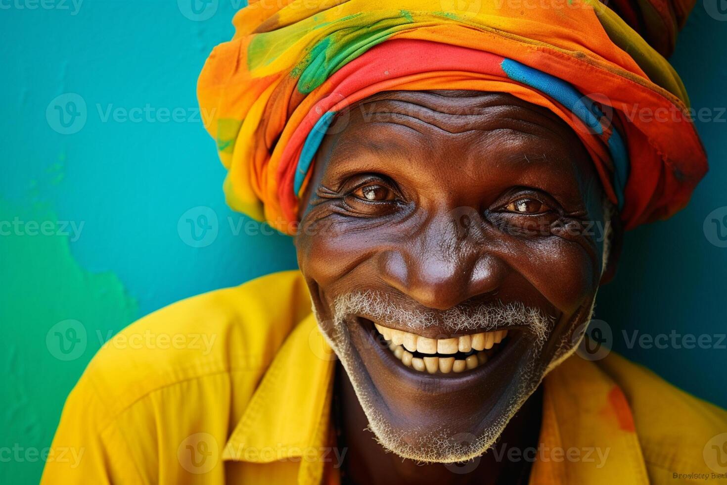 AI generated portrait of african man smiling with Generative AI photo