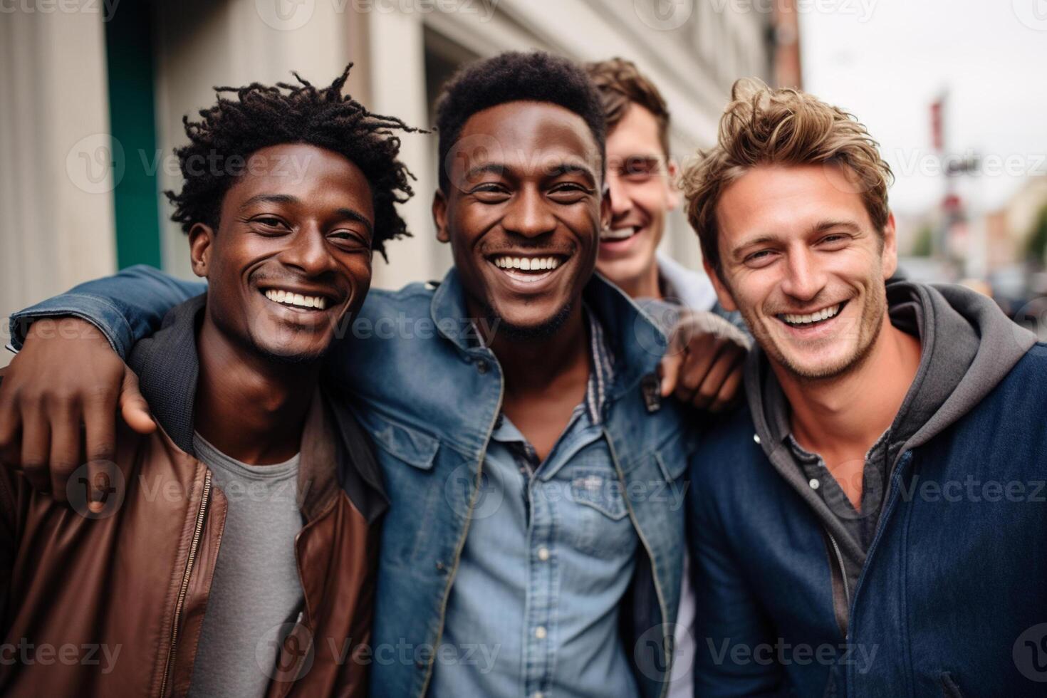 AI generated african and american men smiling together diversity concept with Generative AI photo