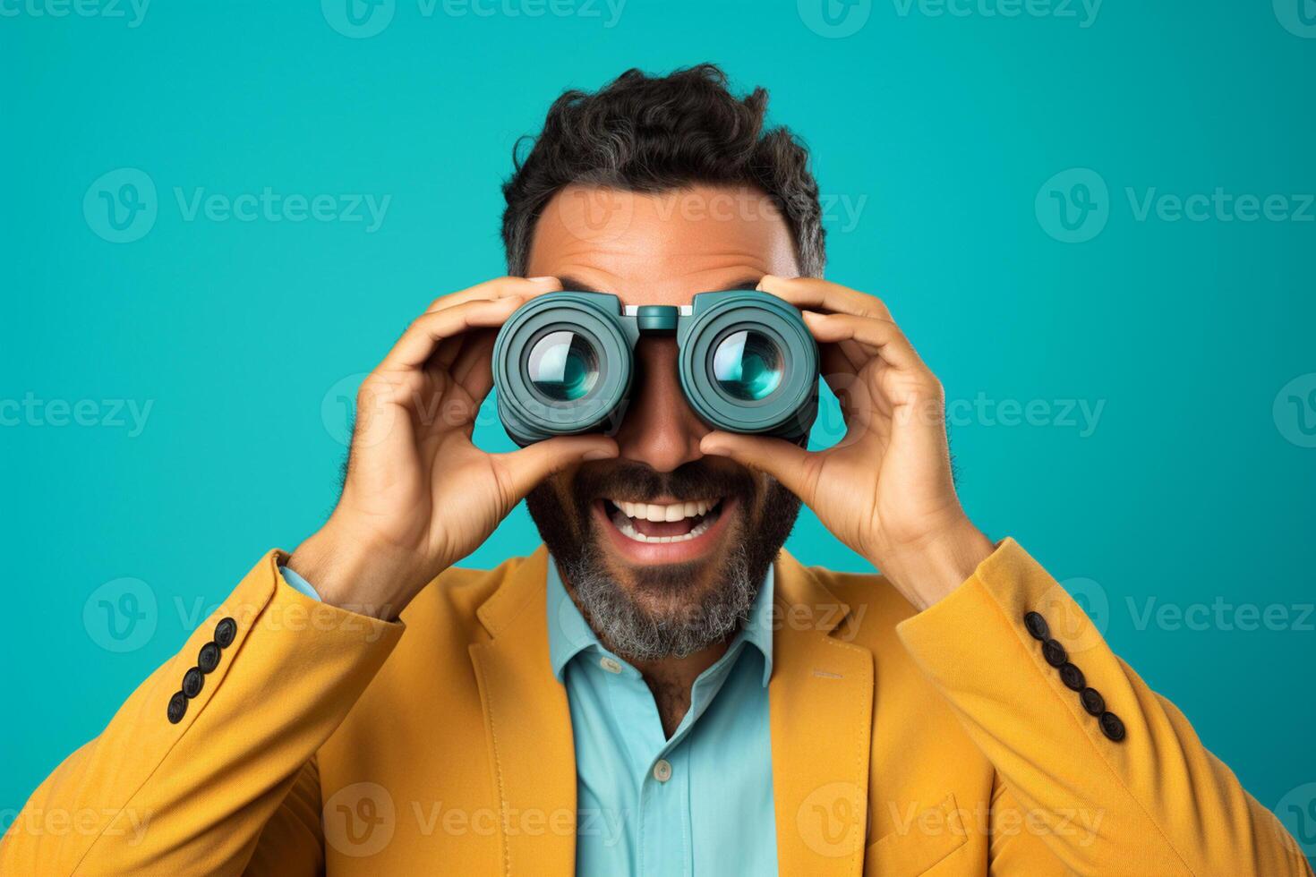AI generated a man looking through binoculars with generative ai photo
