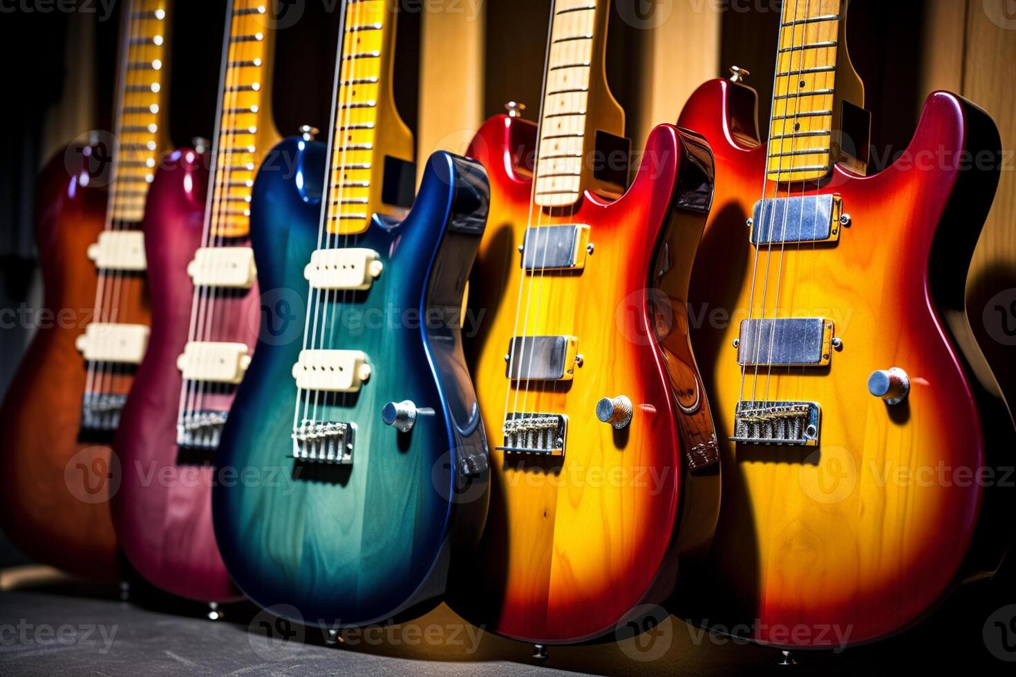 AI generated several of electric guitars collection with Generative AI photo