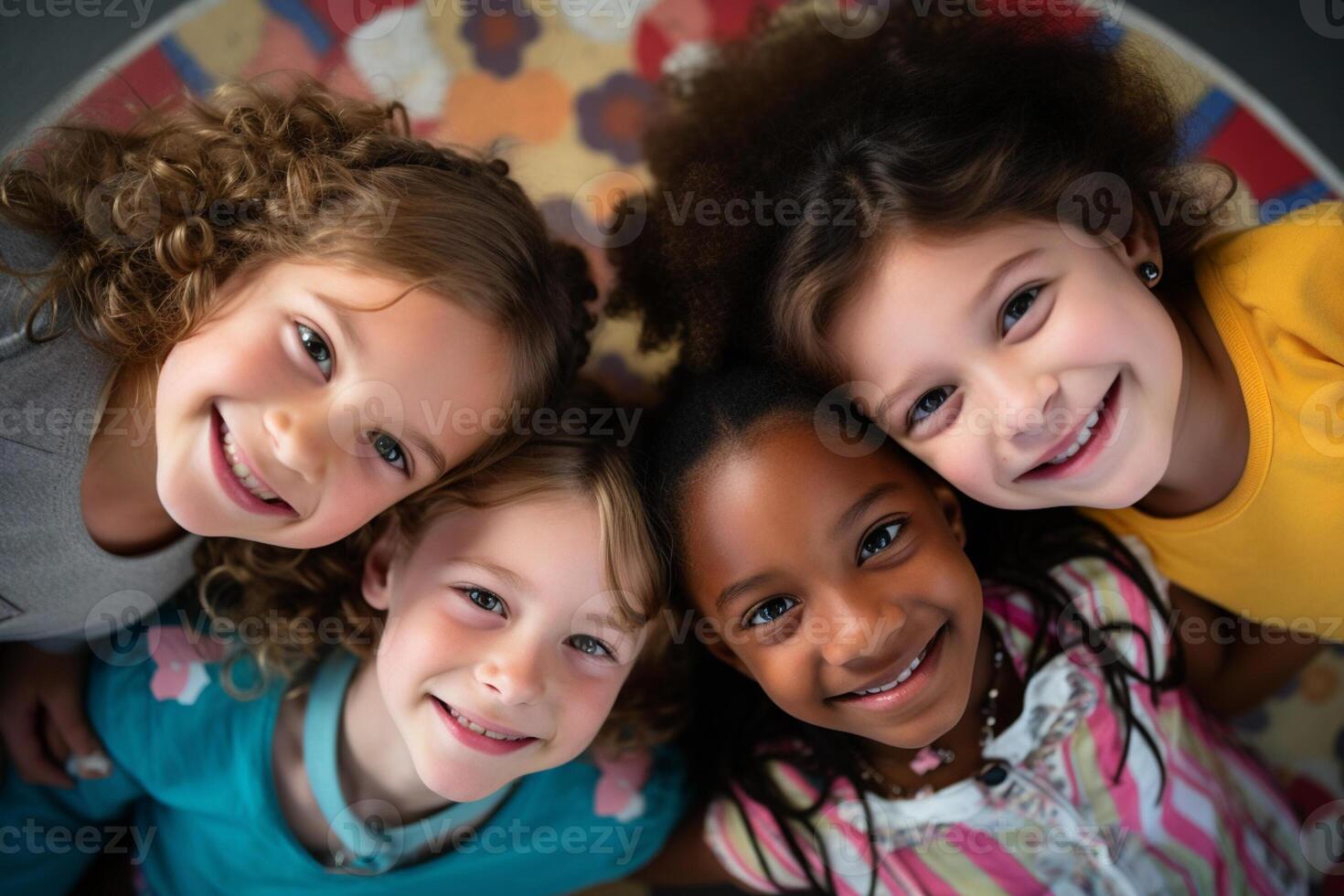 AI generated african and american young girls smiling together diversity concept with Generative AI photo