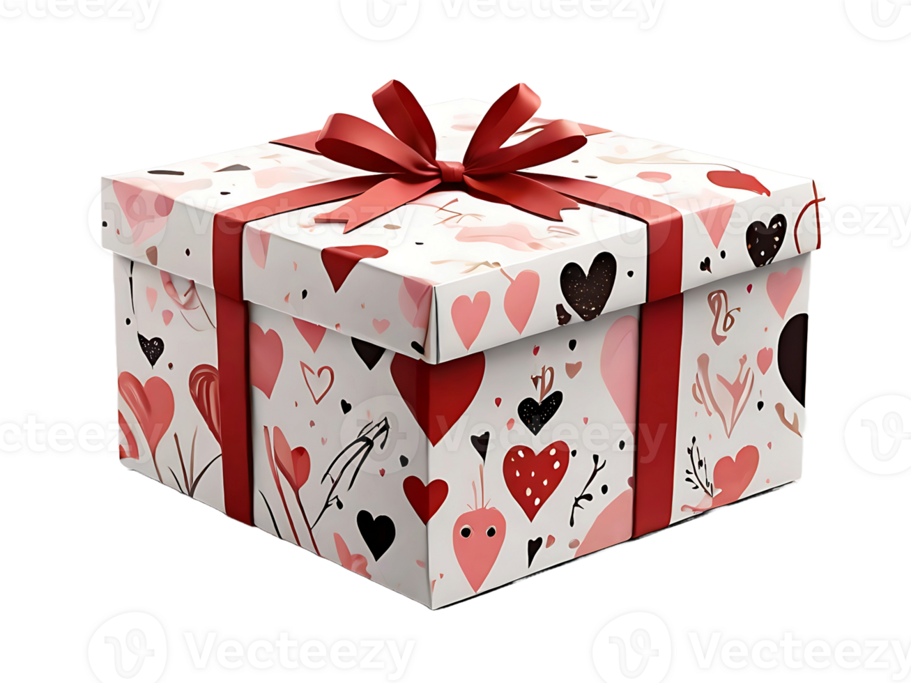 AI generated Valentine surprise love gift box on transparent background PNG