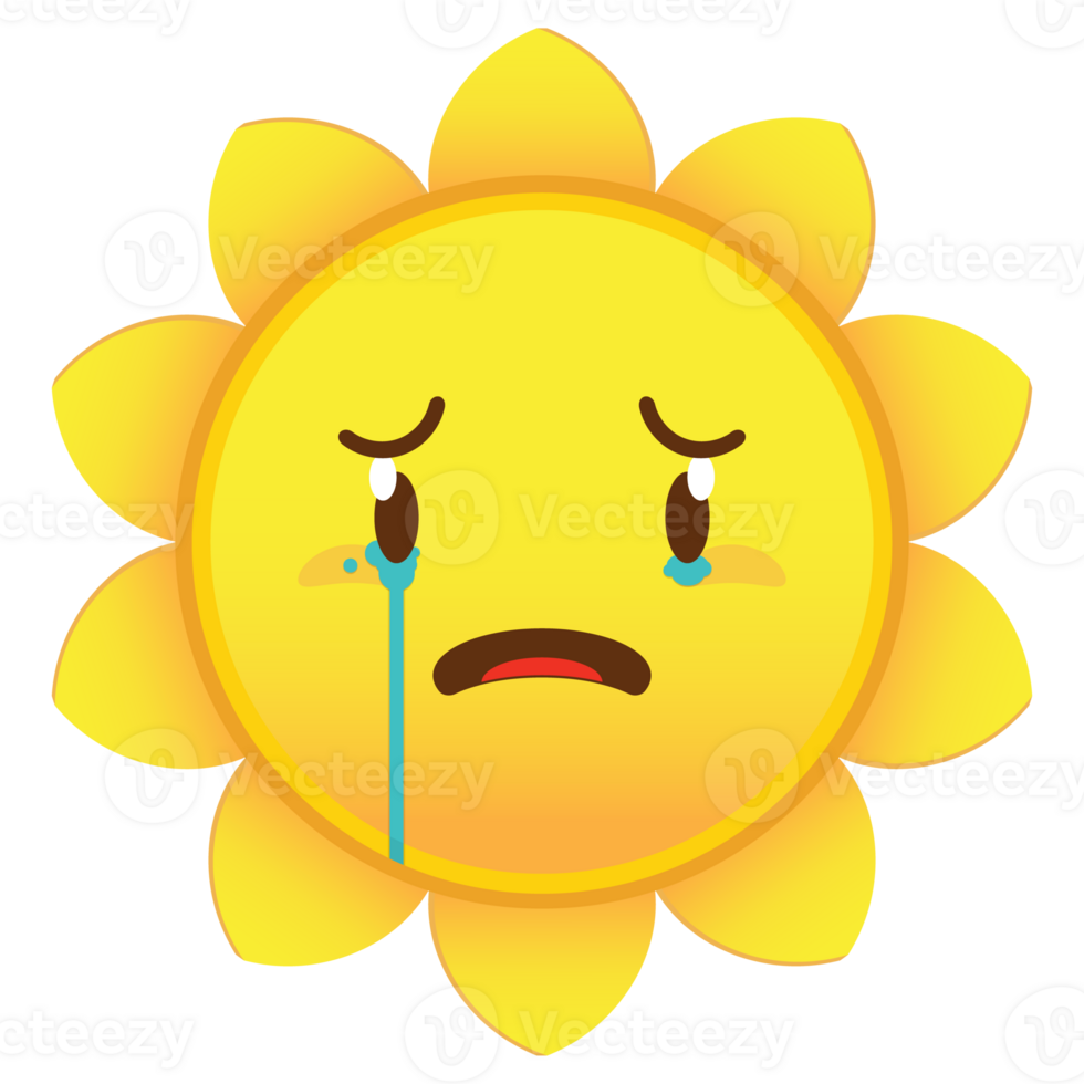 sun crying and scared face cartoon cute png