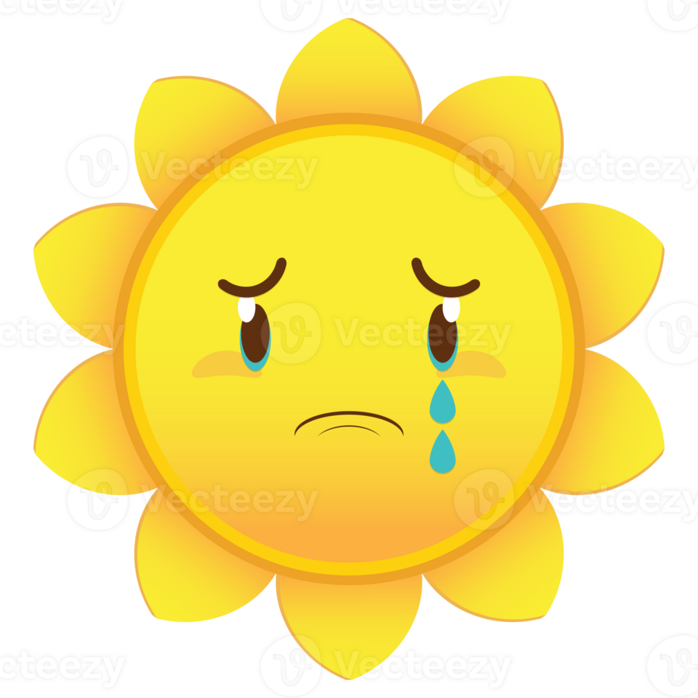 sun crying and scared face cartoon cute png