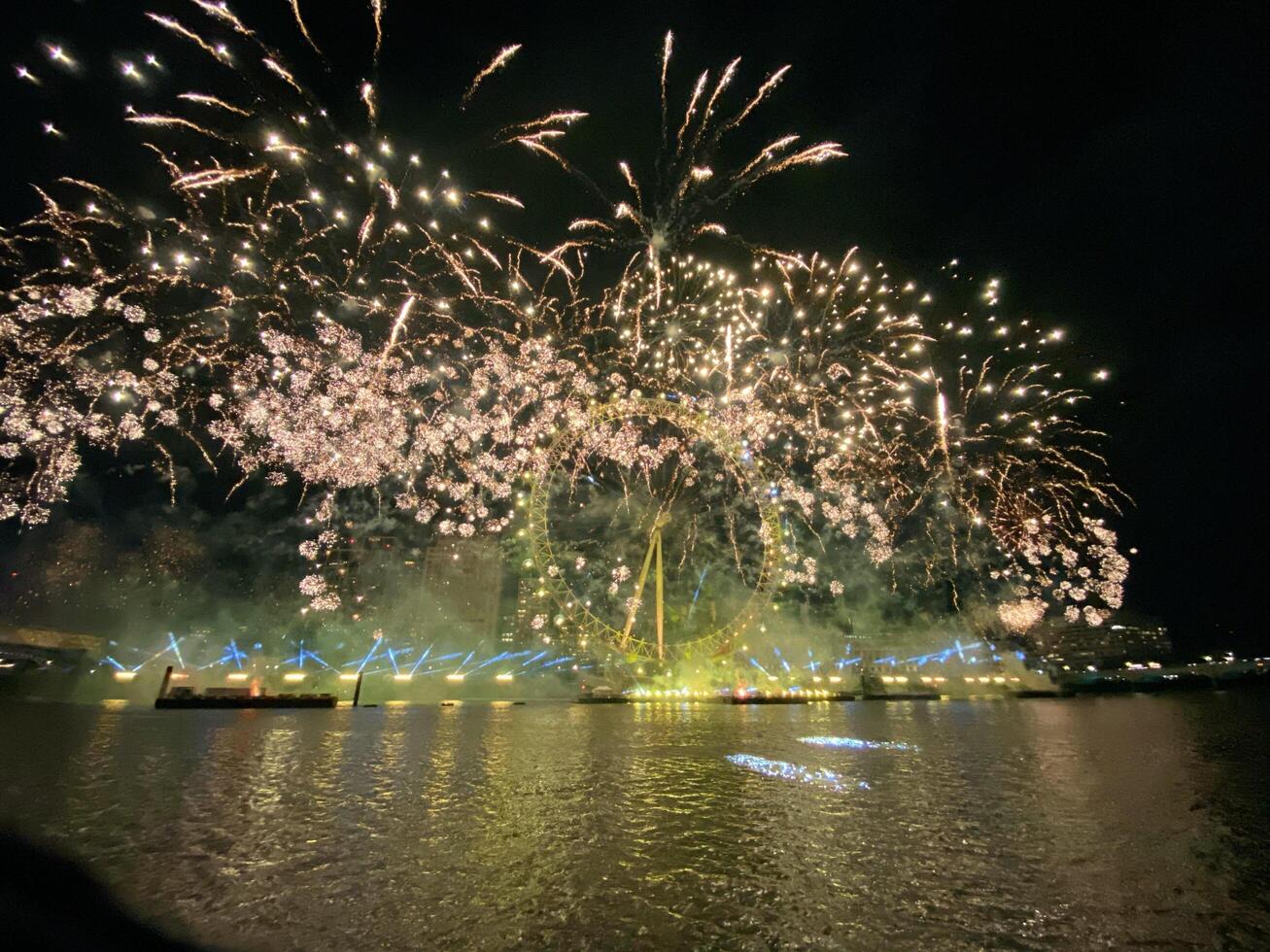 London in the UK on 1 January 2024. A view of the New Years Eve Fireworks photo