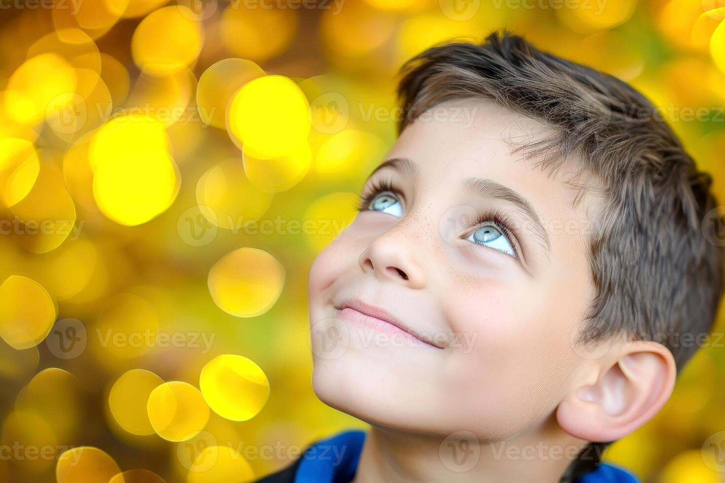 AI generated Close up portrait of a thoughtful boy. AI generated photo