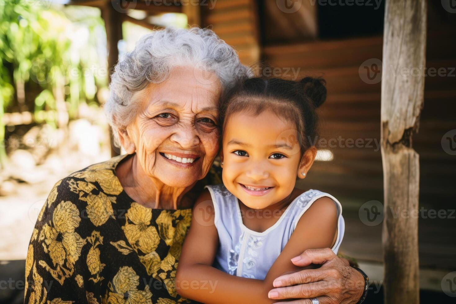 AI generated A grandmother and her grandchild together. AI generated photo