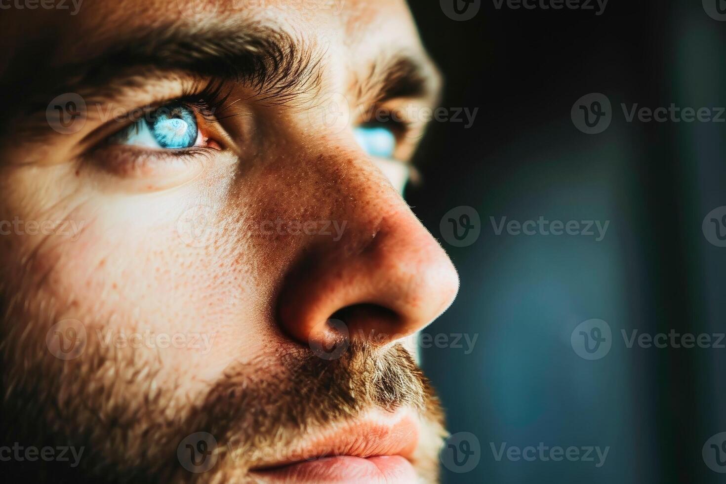 AI generated Close up portrait of a thoughtful man. AI generated photo