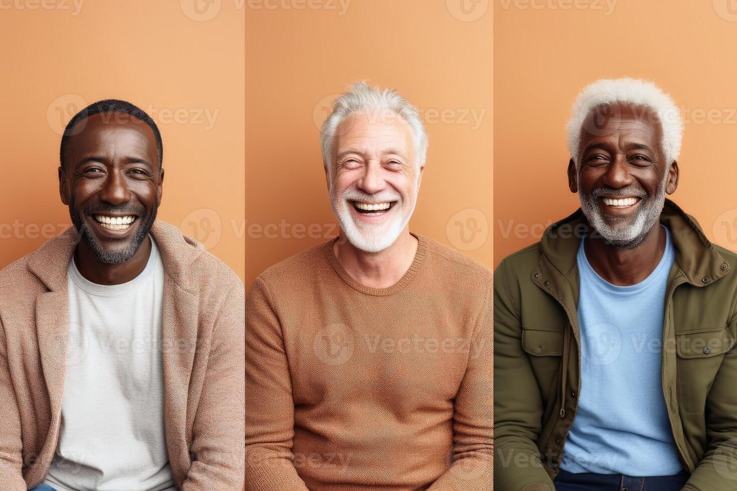 AI generated A collage of mature man diversity collection. AI generated photo