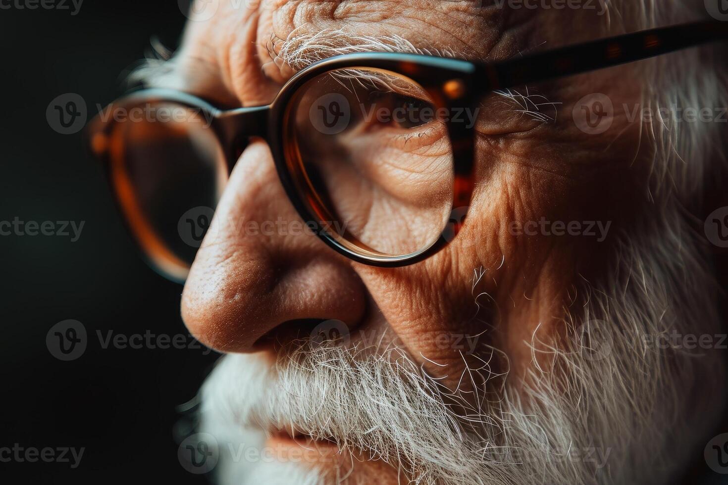 AI generated Close up portrait of a thoughtful grandfather. AI generated photo