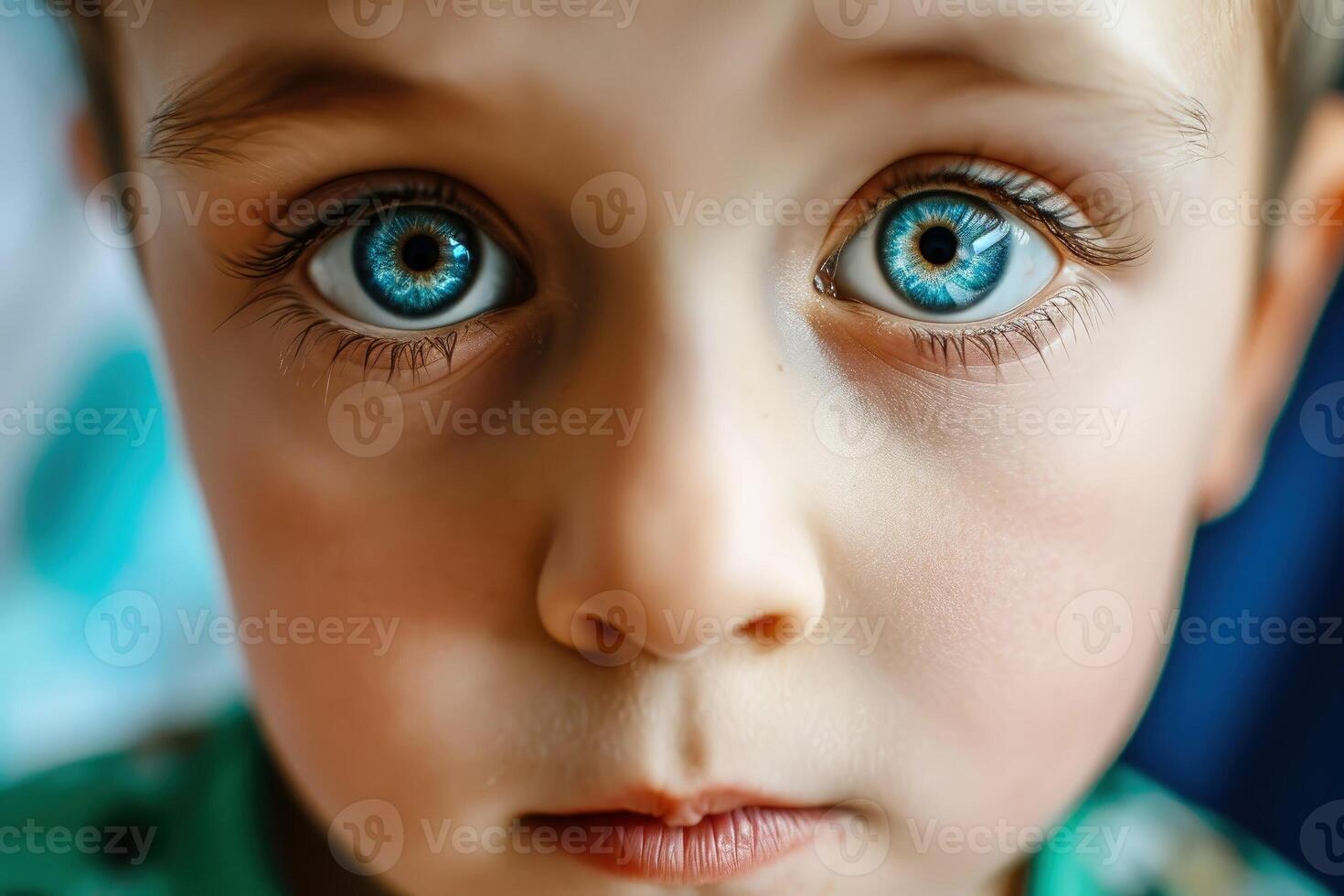 AI generated Close up portrait of a thoughtful boy. AI generated photo