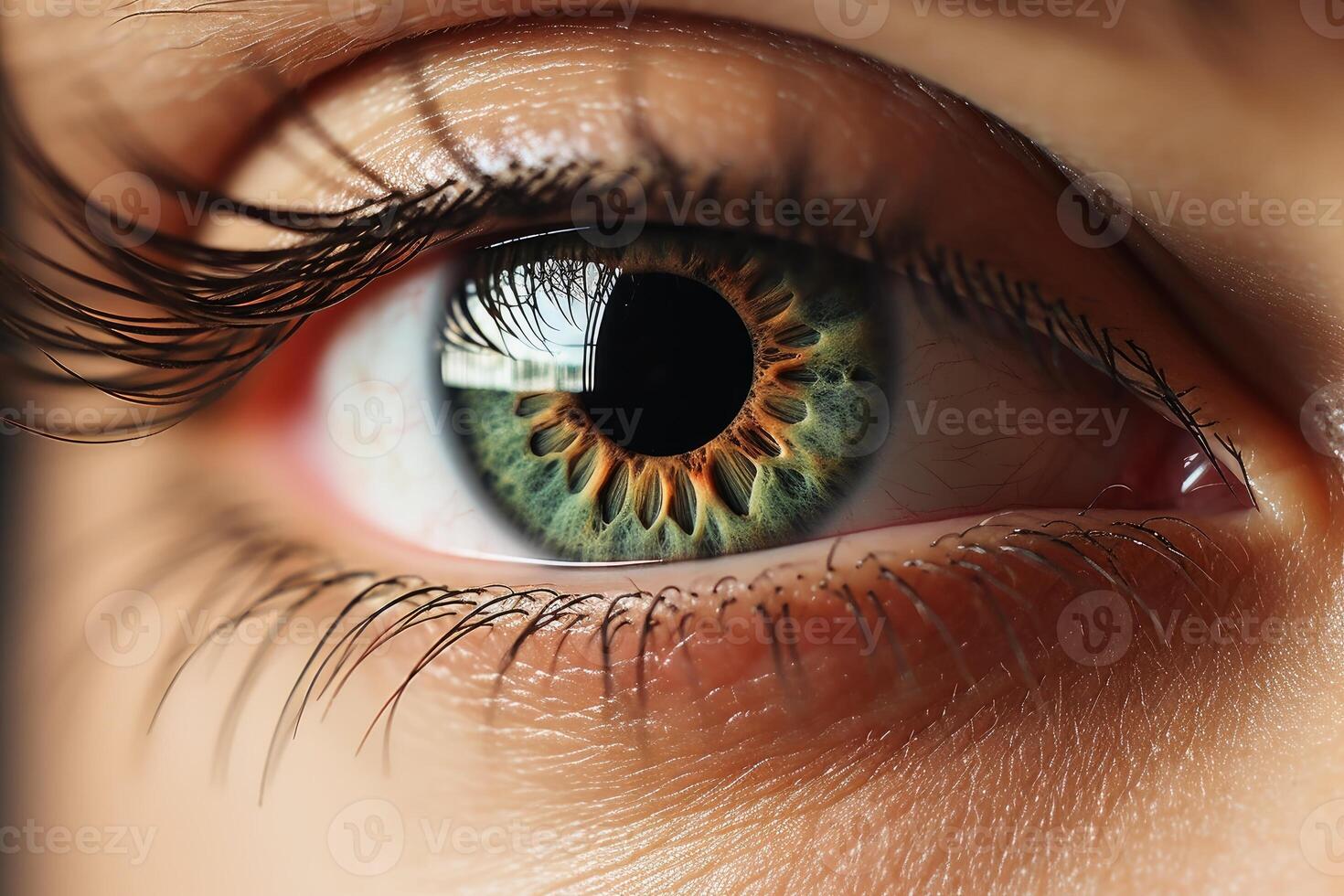 AI generated An extreme close up of a womans eye. AI generated photo