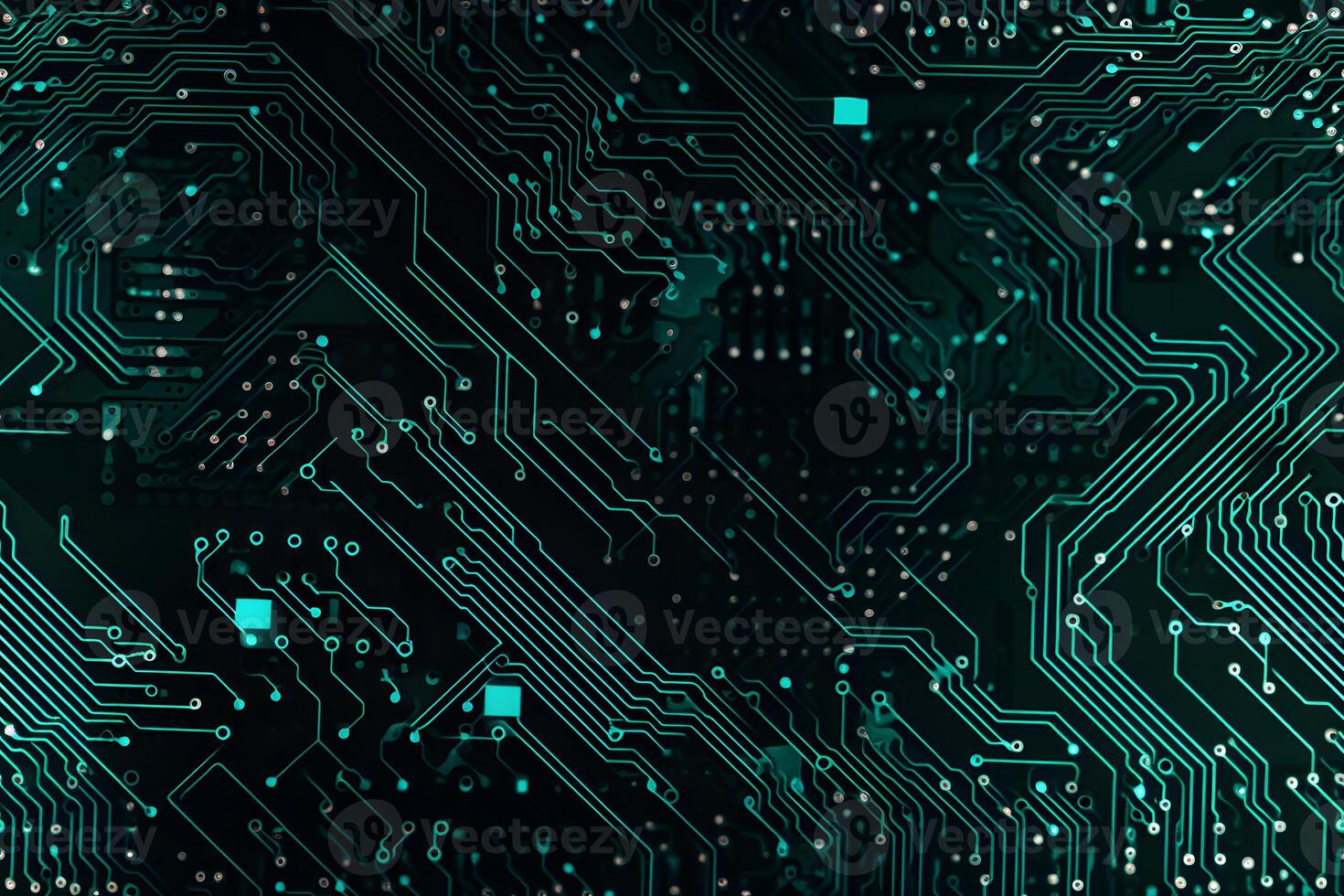 AI generated seamless texture and full-frame background of circuit board topology, neural network generated image. photo