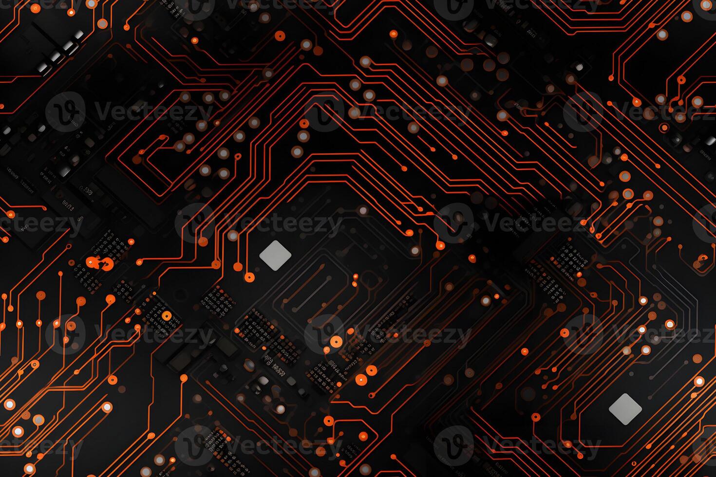 AI generated seamless texture and full-frame background of circuit board topology, neural network generated image. photo