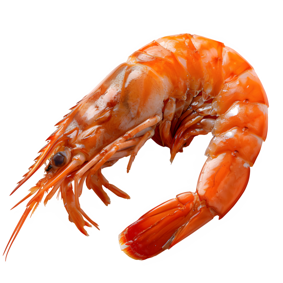 AI generated shrimp isolated on transparent background ,red shrimp png ,generative aI