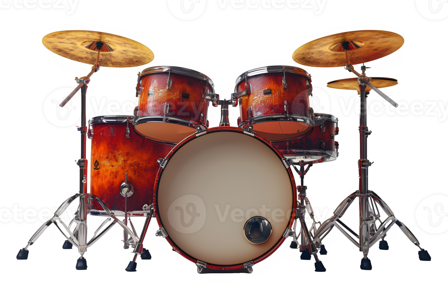 AI generated drum kit isolated on transparent background ,drum set png ,generative ai