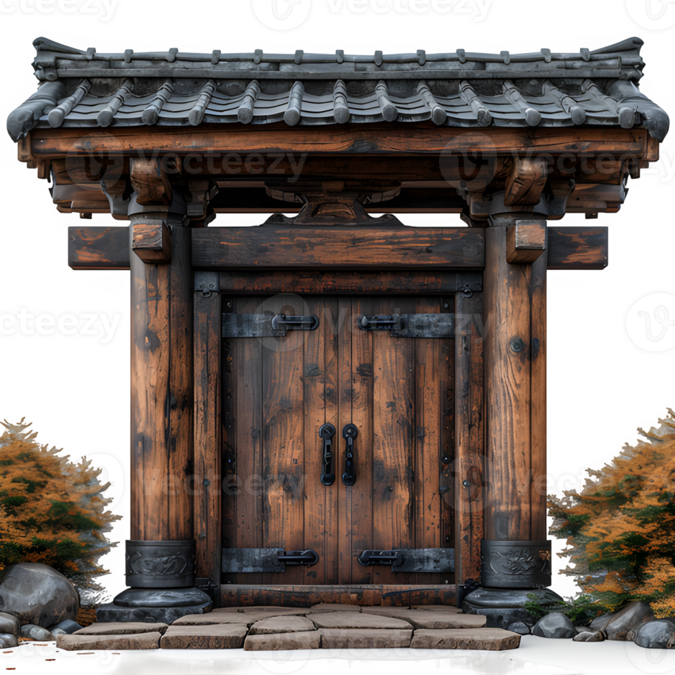 AI generated torii gate isolated on transparent background ,Chinese temple gate, generative ai png