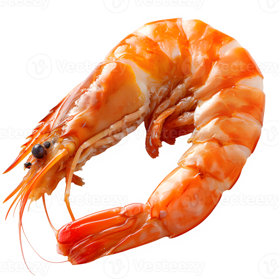 AI generated shrimp isolated on transparent background ,red shrimp png ,generative aI