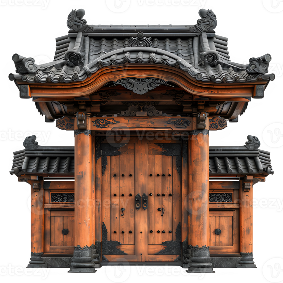 AI generated torii gate isolated on transparent background ,Chinese temple gate, generative ai png