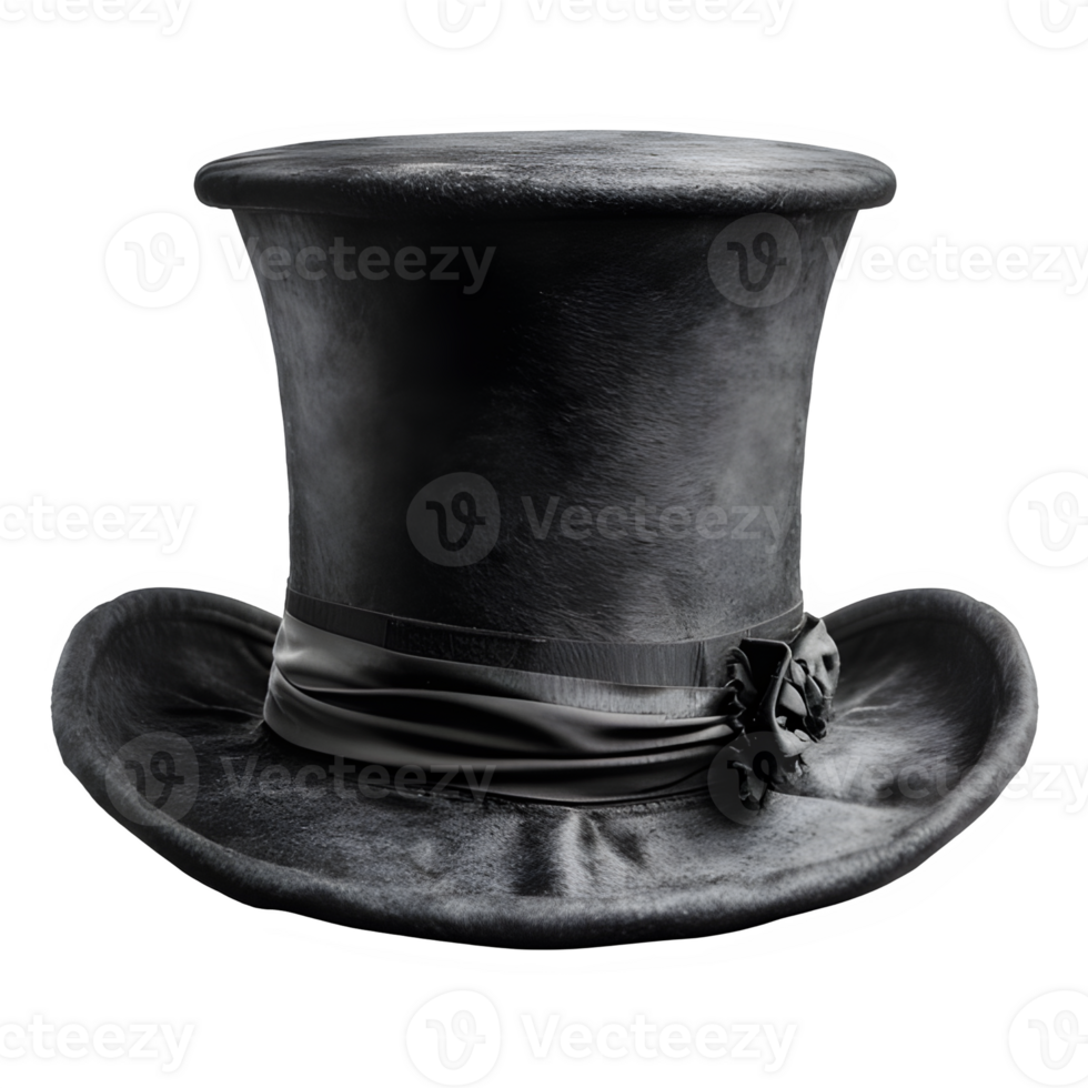 AI generated top hat isolated on transparent background ,magician png ,generative ai