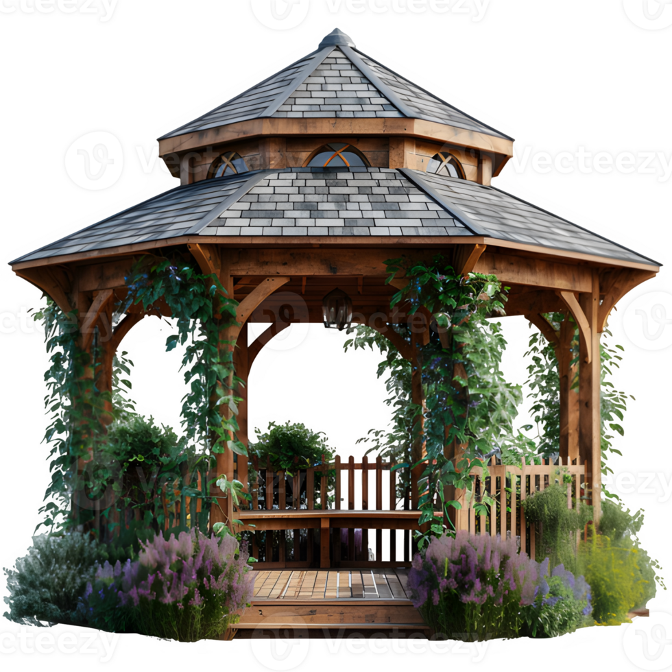 AI generated gazebo isolated on transparent background ,gazebo png ,generative ai
