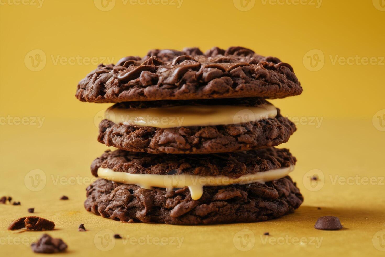 ai generado triple chocolate crema galletas foto