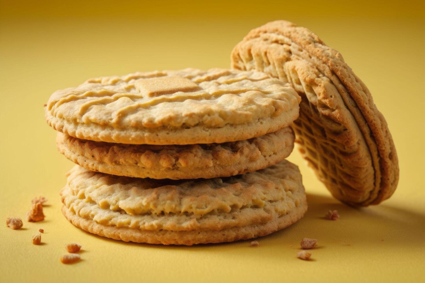 AI generated Butter Cookies on Yellow Background photo
