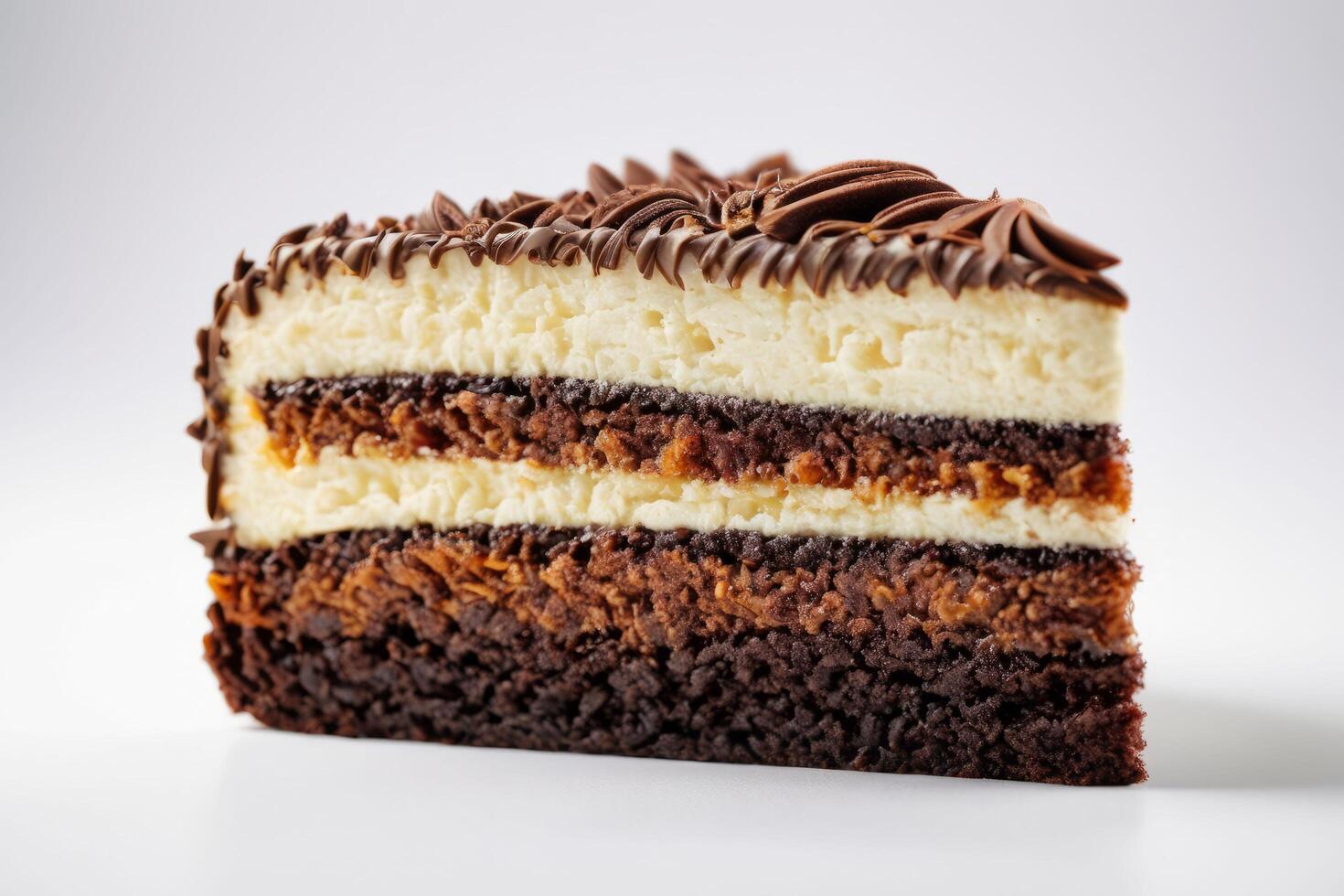 AI generated Chocolate and Vanilla Cake Slice photo