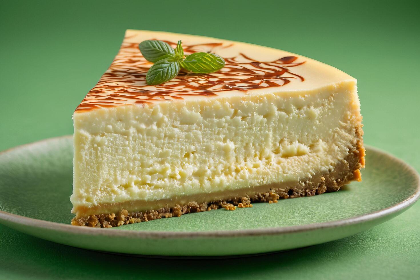 AI generated Elegant Cheesecake Slice with Chocolate Swirl photo