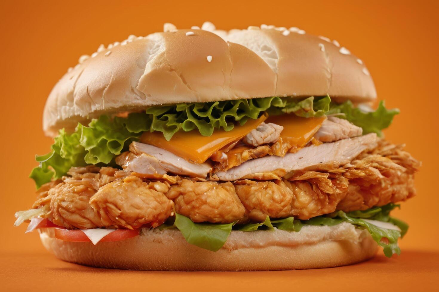 AI generated Grilled Chicken Burger with Cheese photo