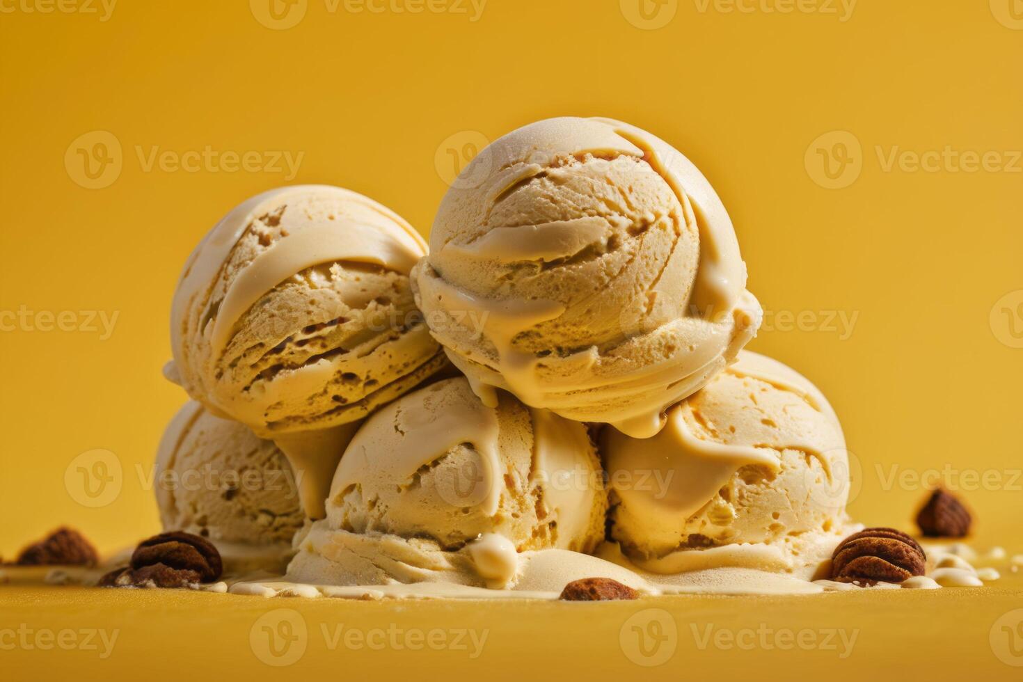 AI generated Melting Vanilla Ice Cream Scoops photo