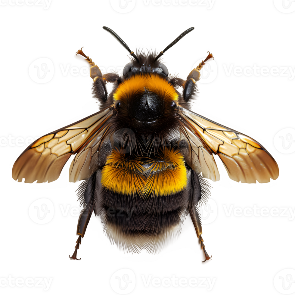 AI generated honey bee isolated on transparent background ,bumblebee png ,generative ai