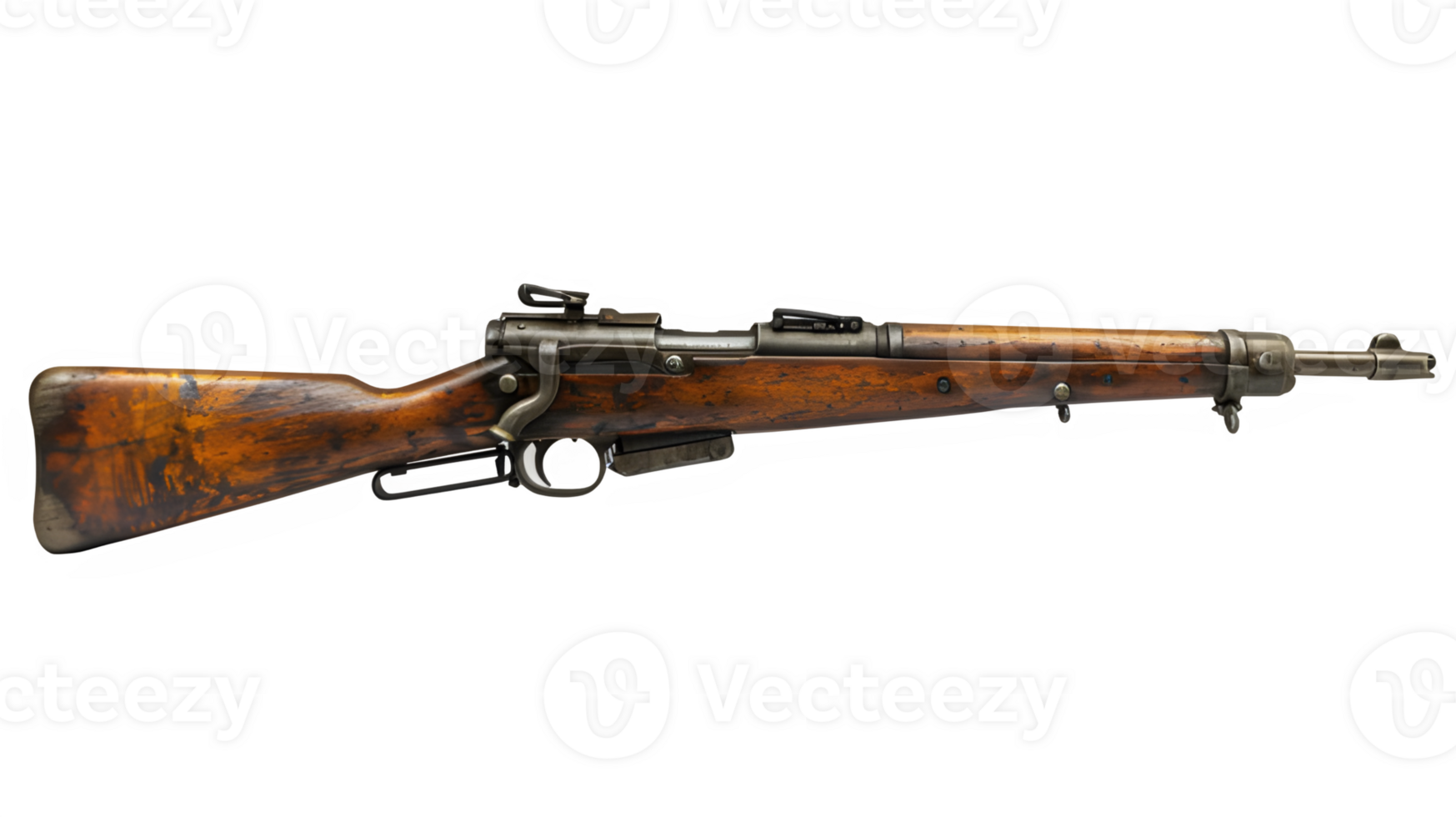 AI generated sniper rifle isolated on transparent background ,vintage rifle png ,generative ai