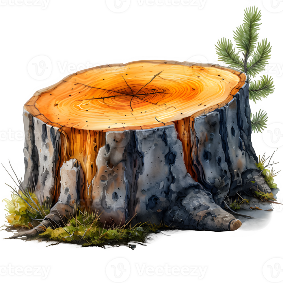 AI generated illustration of a piece of wood isolated on transparent background, generative ai png