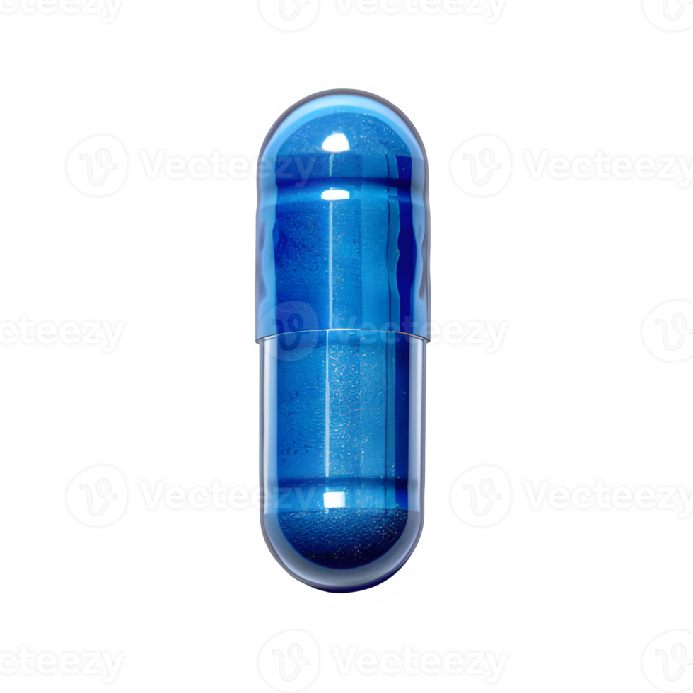 AI generated blue capsule pill isolated on transparent background ,generative ai png
