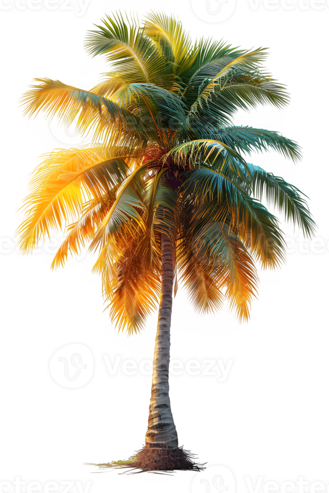 AI generated coconut tree isolated on transparent background ,palm tree png ,generative ai