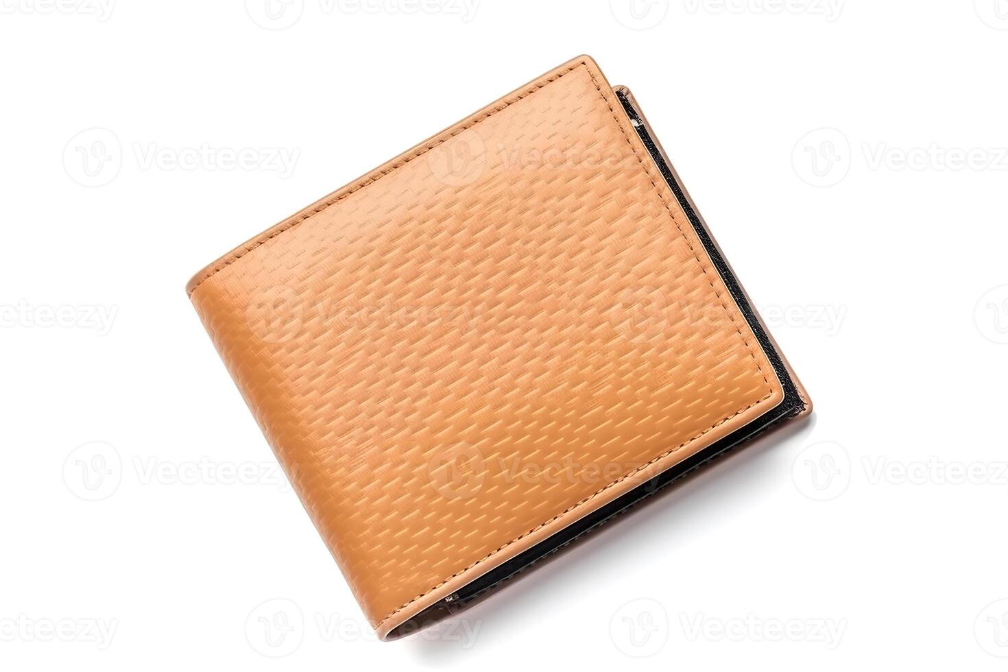 AI generated leather wallet isolated on white background, neural network generated image photo
