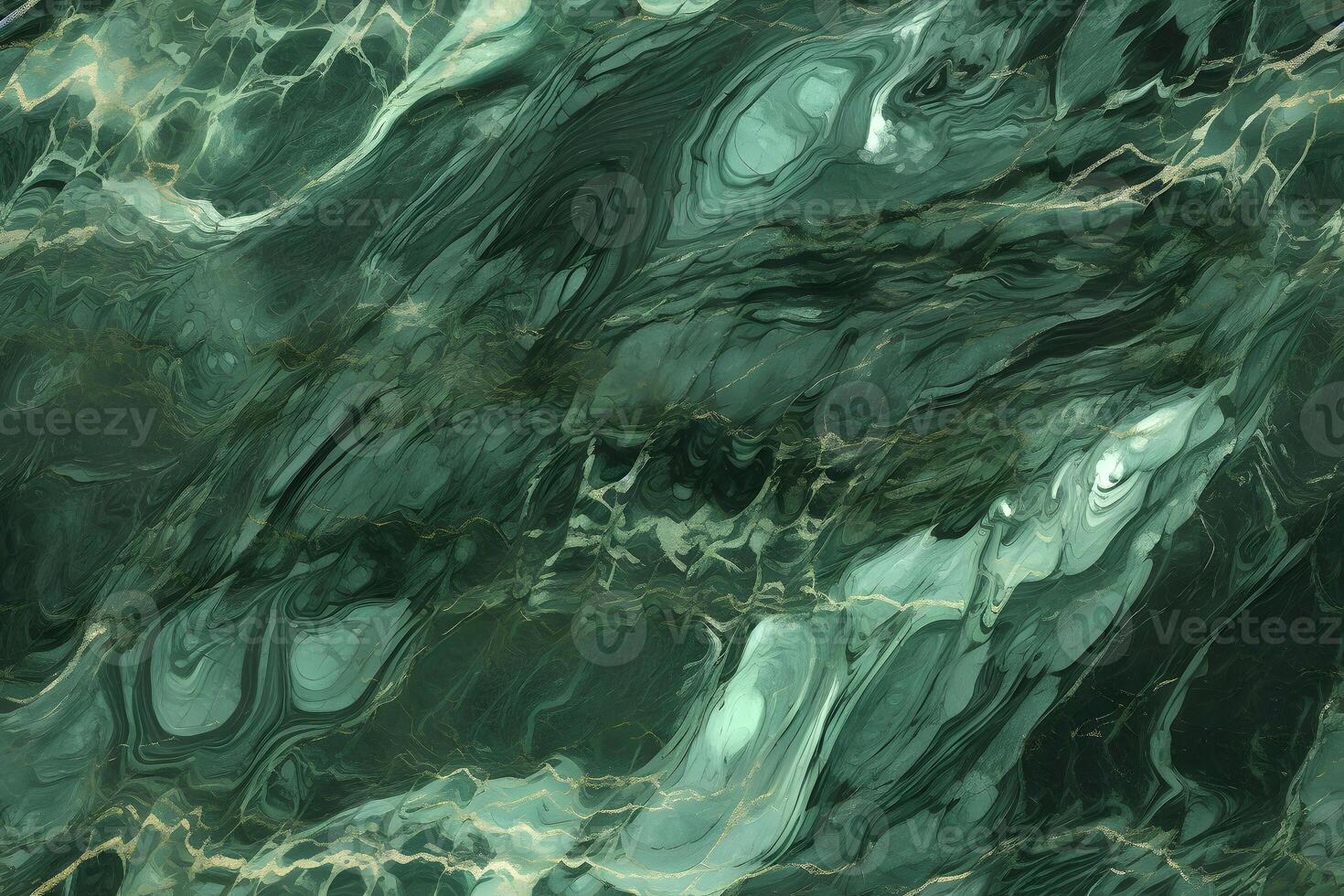 AI generated seamless green marble texture with black and white veins, neural network generated image photo