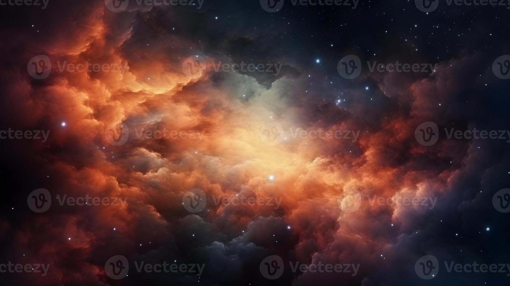 ai generado fantástico espacio nebulosa con brillante cósmico nubes en negro fondo, neural red generado imagen foto