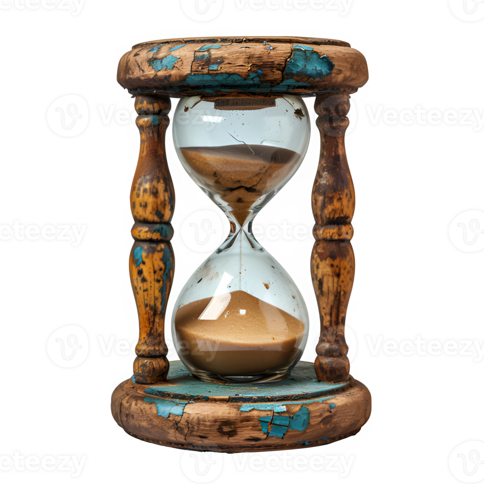 AI generated hourglass isolated on transparent background ,antique hourglass png ,generative ai