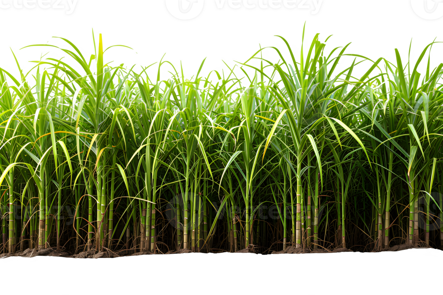 AI generated sugar cane plantation isolated on transparent background ,generative ai png