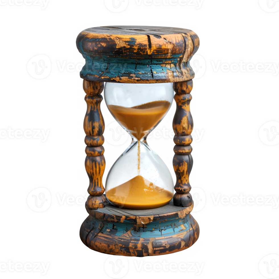 AI generated hourglass isolated on transparent background ,antique