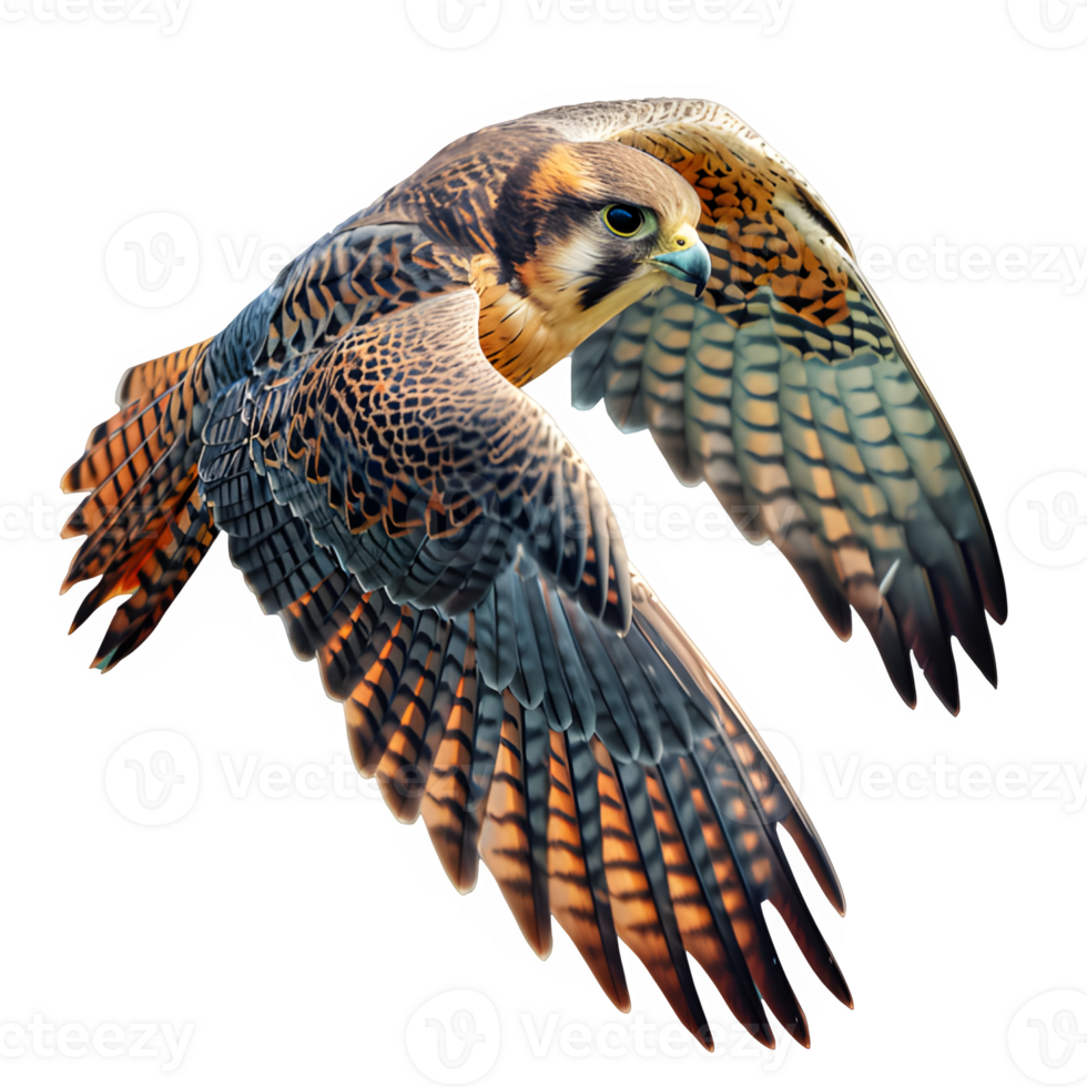 AI generated falcon bird flying isolated on transparent background ,flying eagle png ,generative ai