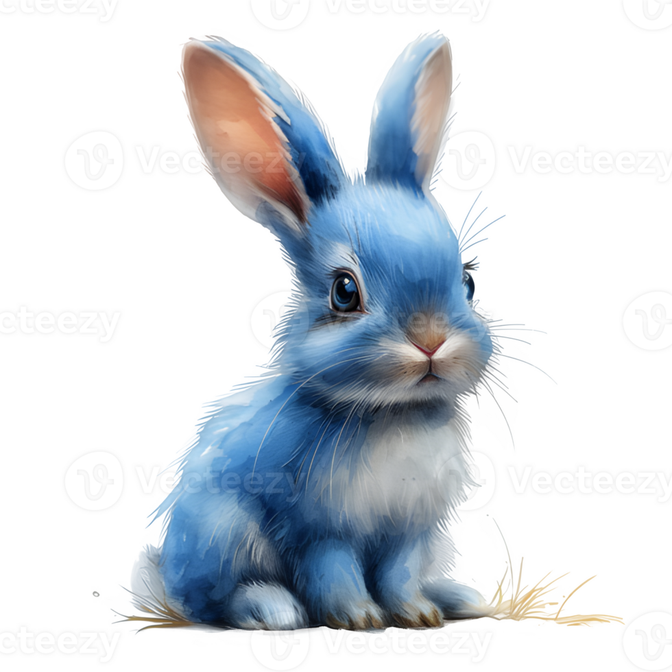 AI generated illustration of a blue rabbit isolated on transparent background ,generative ai png