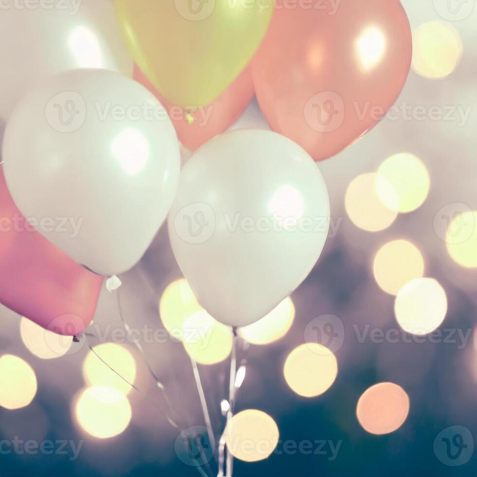 AI generated Colorful balloons decoration, party celebration concept photo