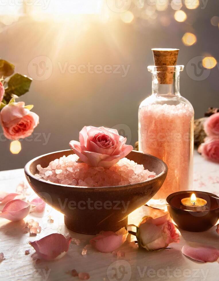 AI generated Spa massage table, relax and healthcare concept photo