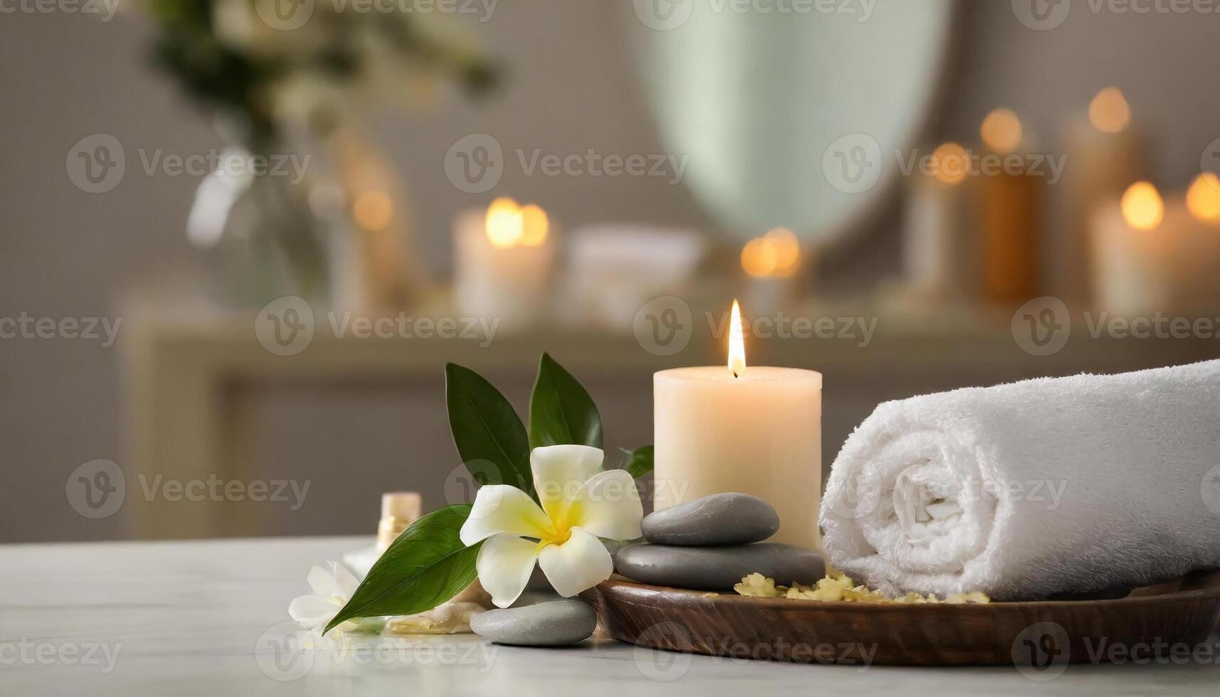 AI generated Spa massage table, relax and healthcare concept photo