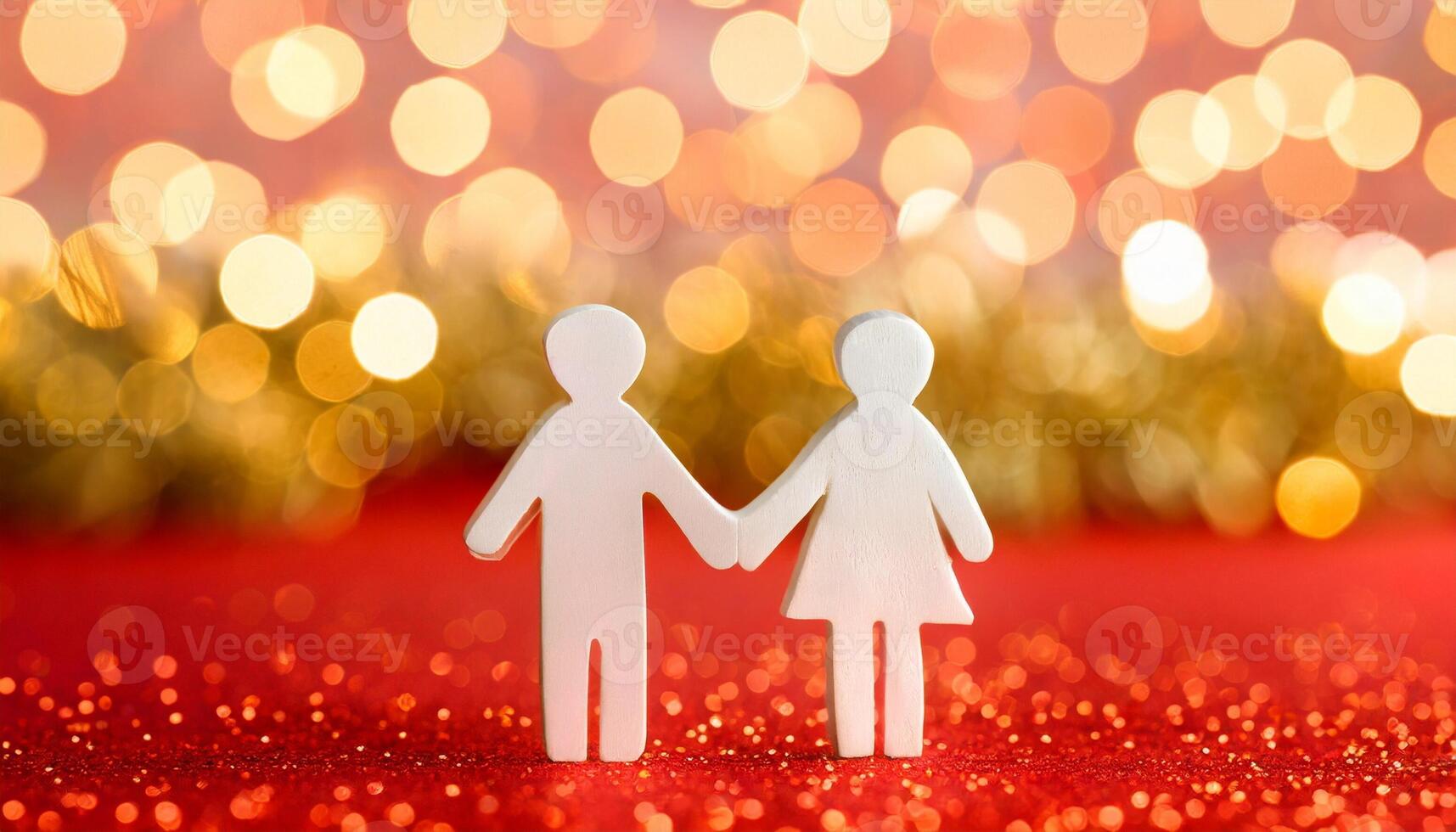 AI generated Love concept, loving couple silhouette holding hands, Sain Valentine card photo