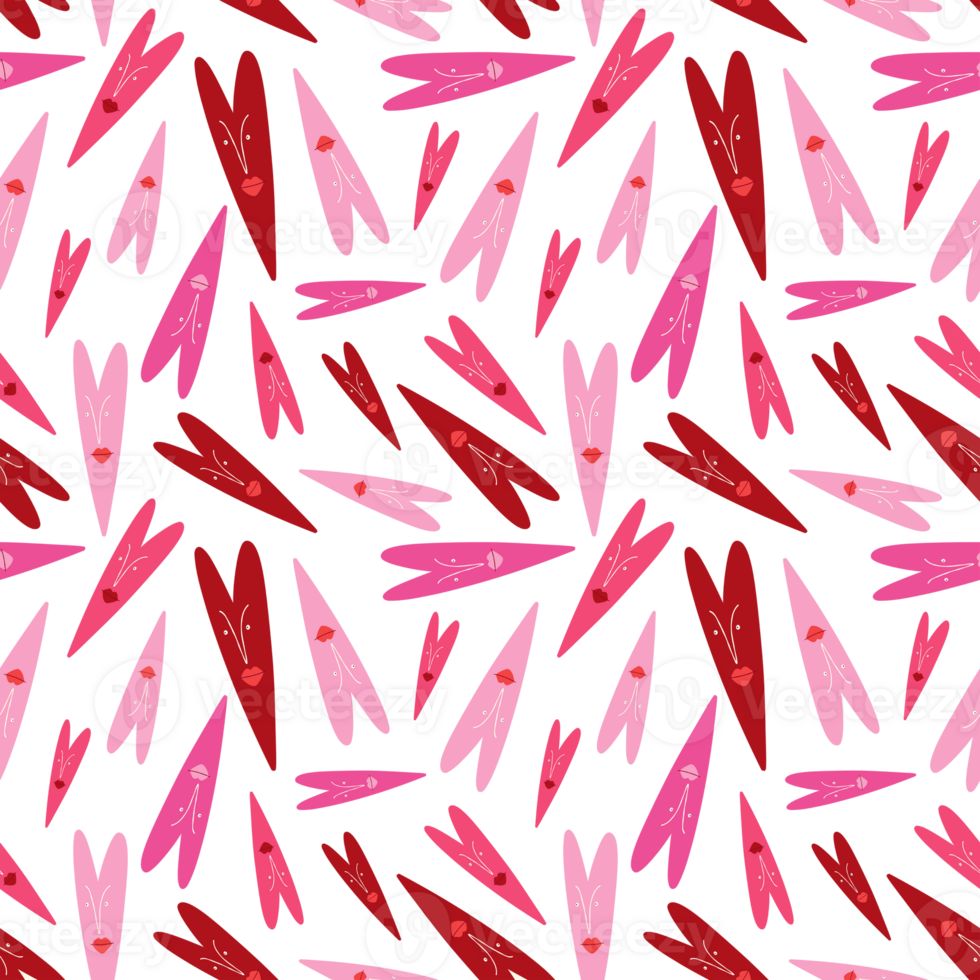 Valentine's Day pattern with colorful hearts png